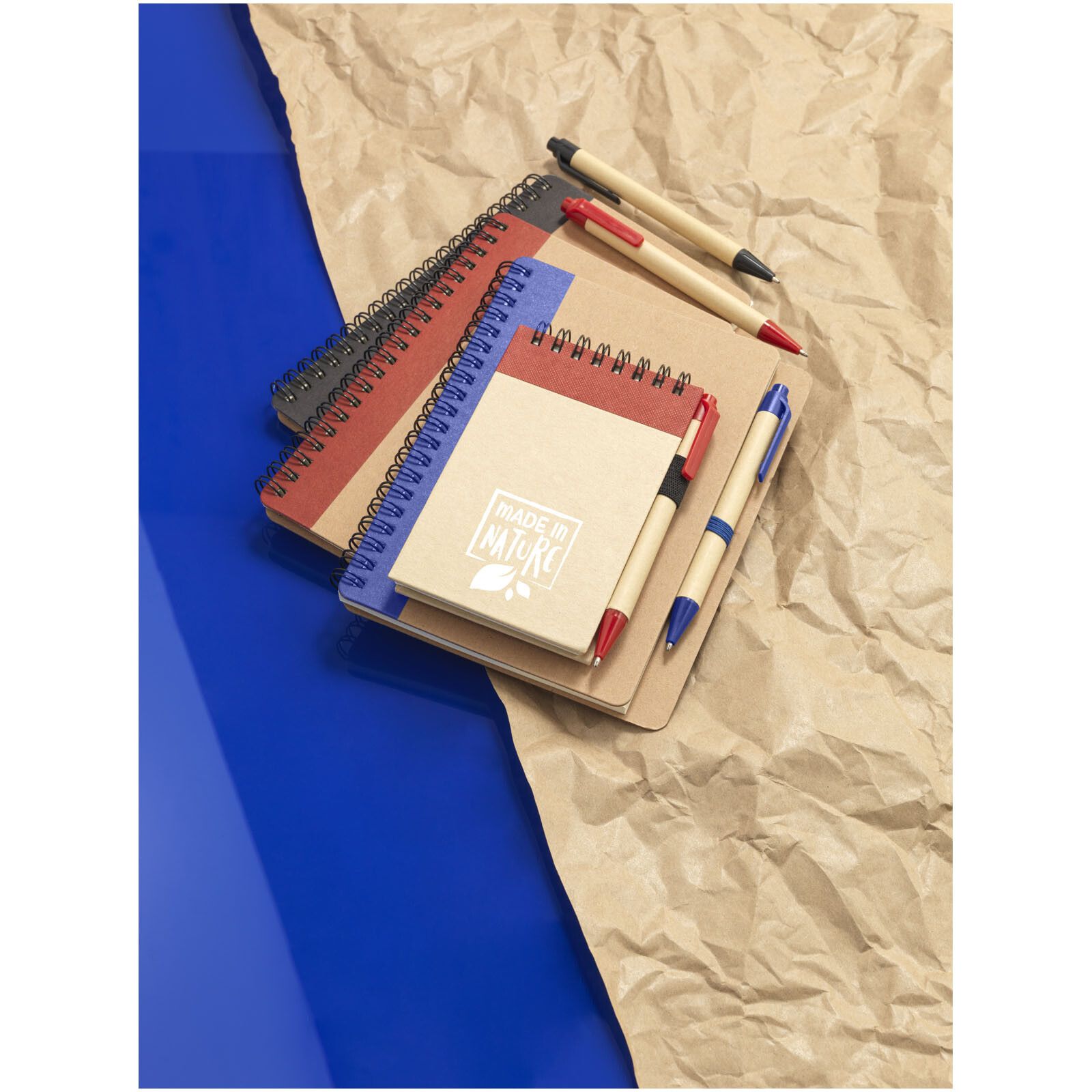 Zuse A7 Recycling Notizblock mit Stift - natur -  navy-91
