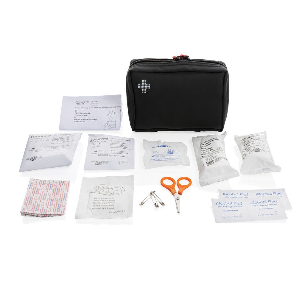 Erste-Hilfe-Set in RCS recycelter Nubuk-PU Tasche - schwarz-797