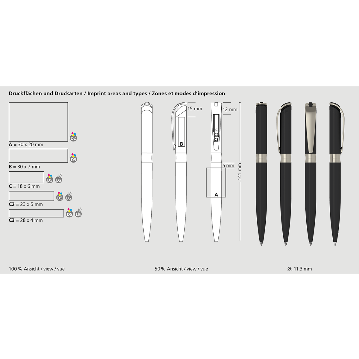 Drehkugelschreiber I-roq softtouch Mb - softtouch schwarz-726
