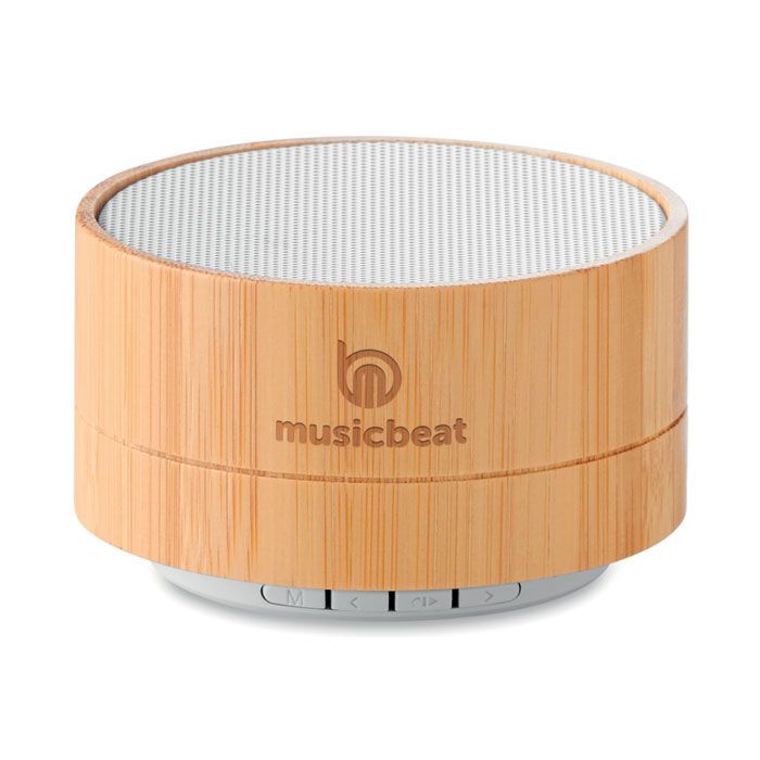 Runder wireless Lautsprecher SOUND BAMBOO - weiß-362