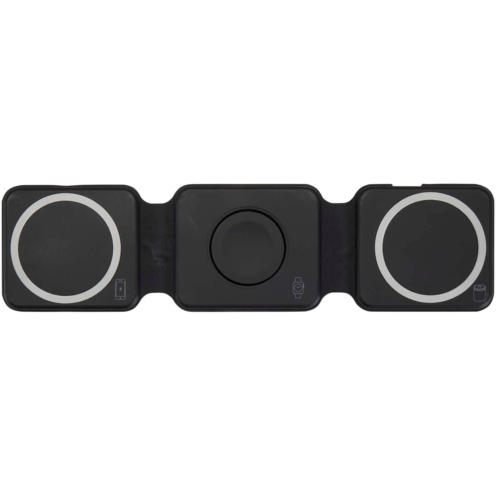 Armus 15 W 3-in-1 zusammenklappbares kabelloses Ladegerät aus recyceltem Kunststoff - schwarz-947