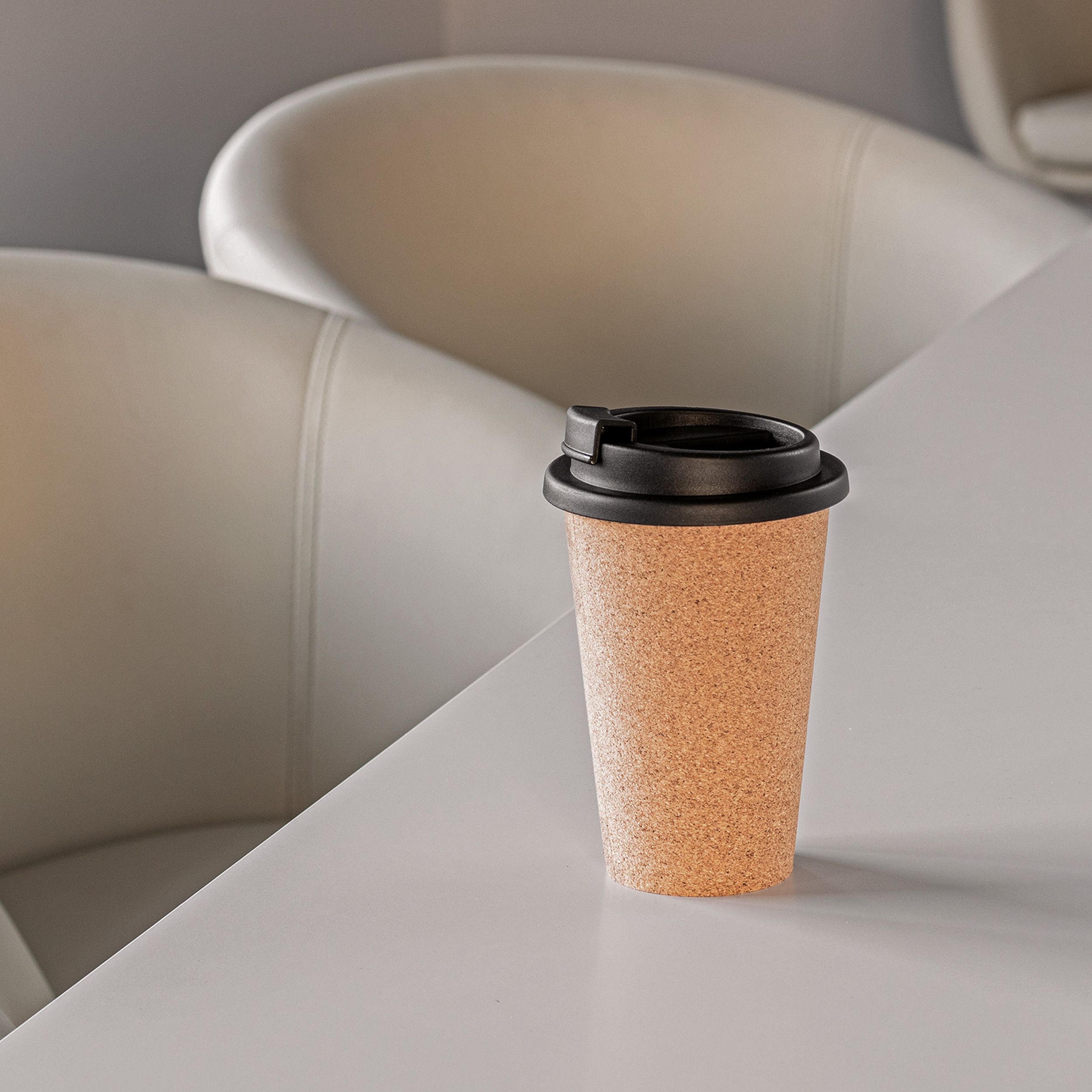 Trinkbecher mit Korkoberfläche, 400ml - beige-781