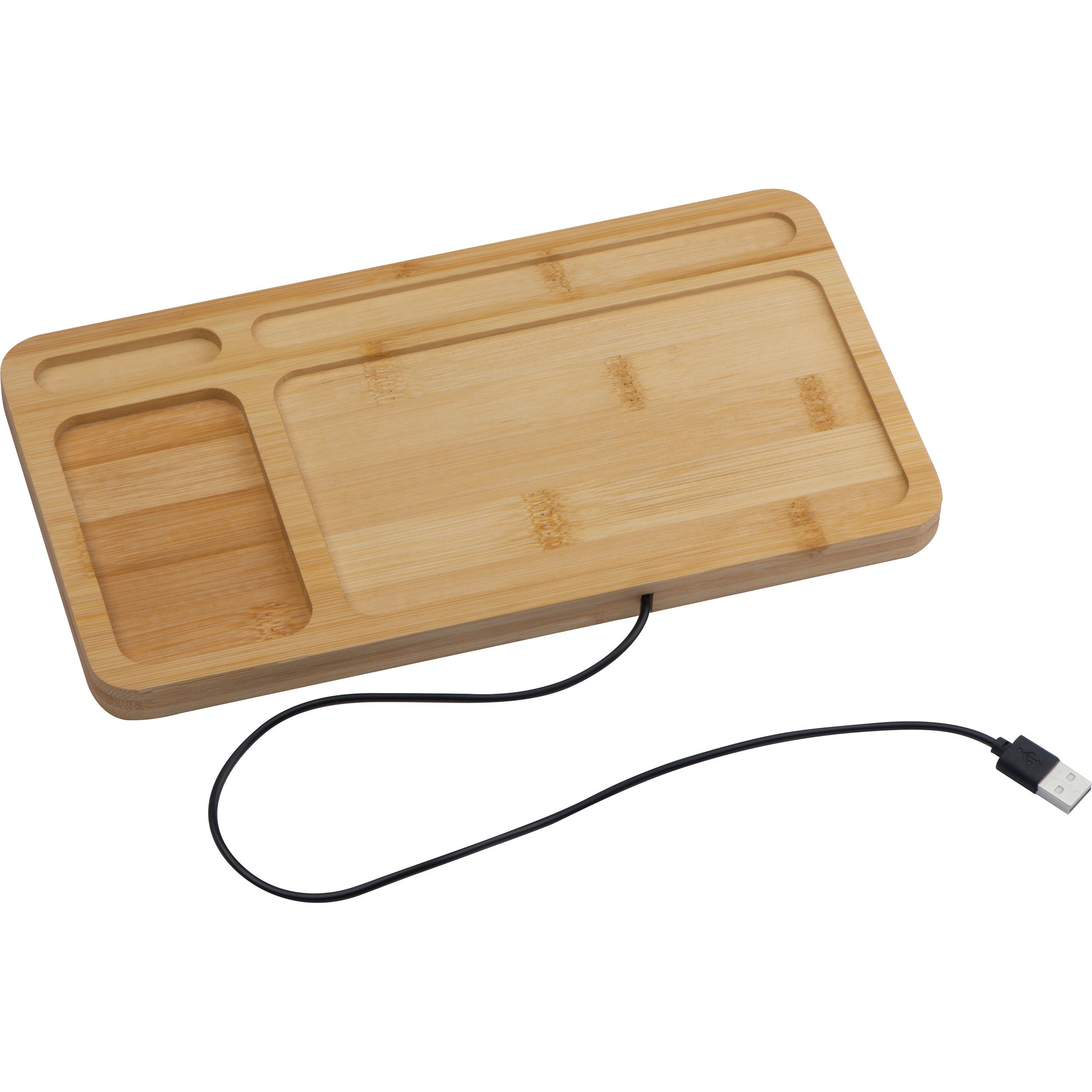 Deskorganizer mit integriertem Wireless Charger  - beige-219