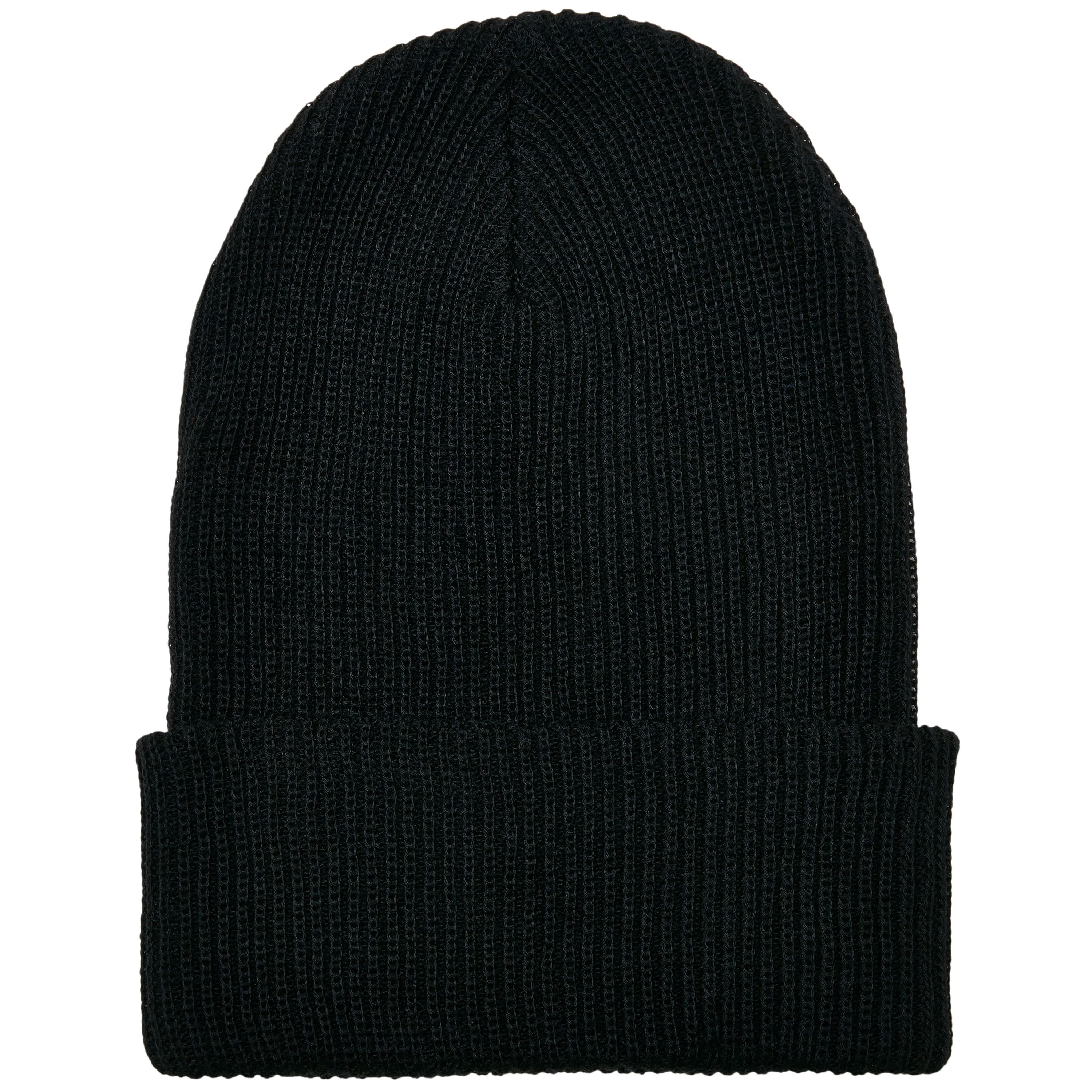 Recycled Yarn Ribbed Knit Beanie - black-862