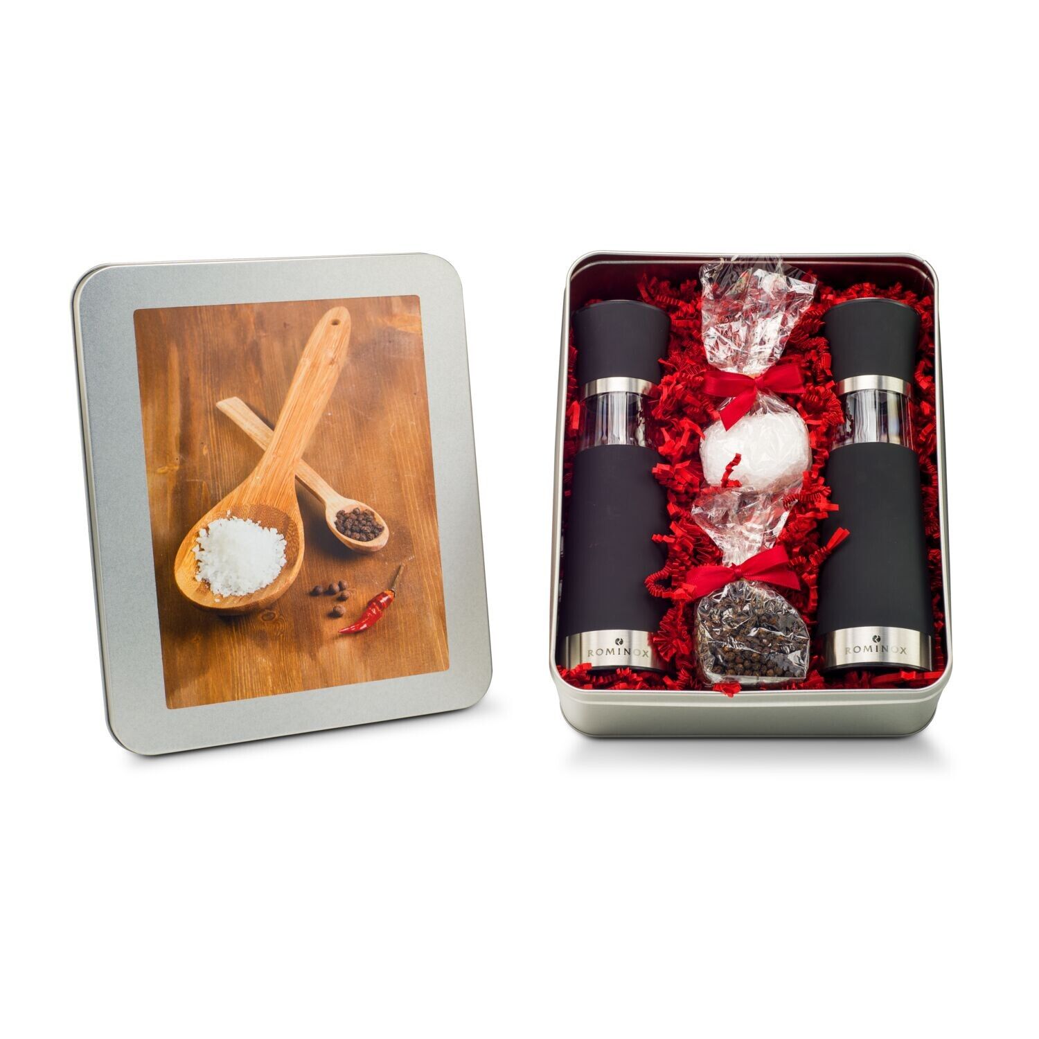 Geschenkset Salz- & Pfeffermühlen Set - in Silberdose-777