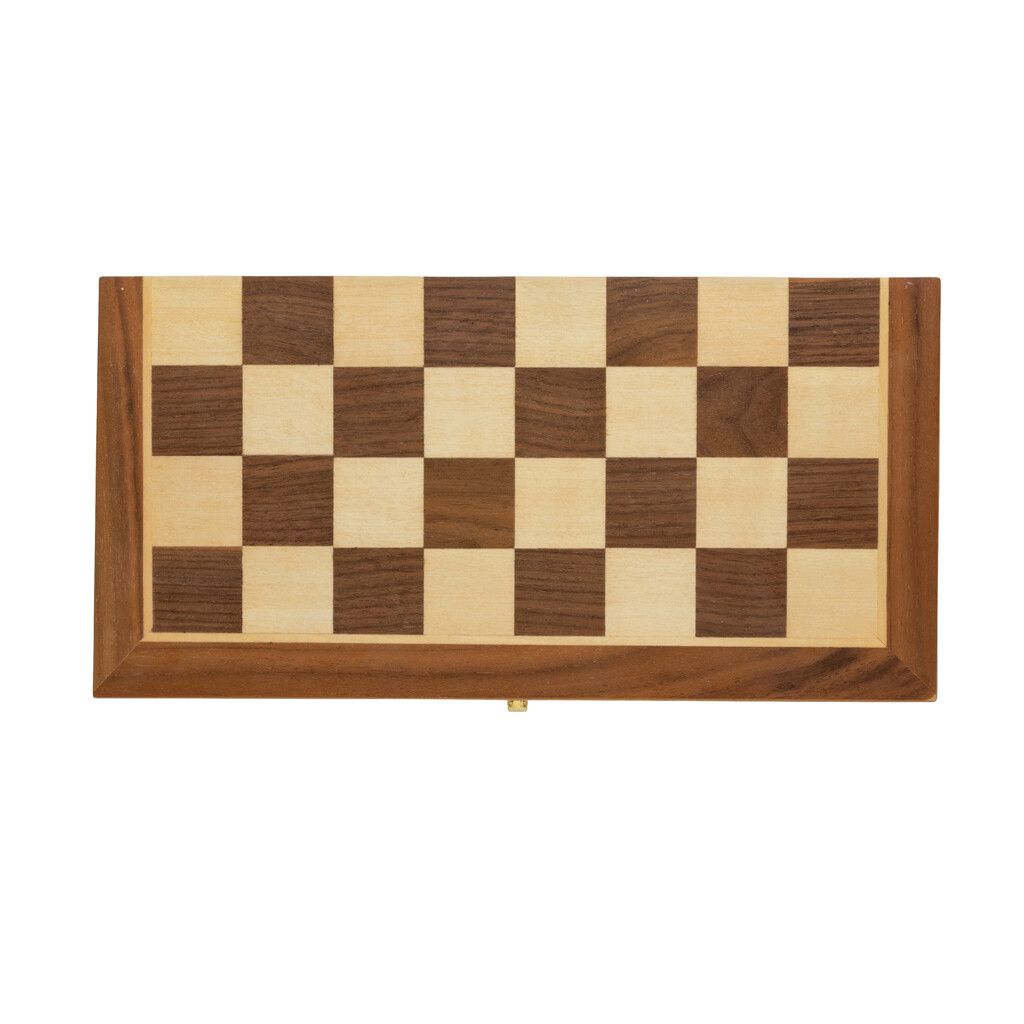 Faltbares Schachspiel aus Holz - braun-888