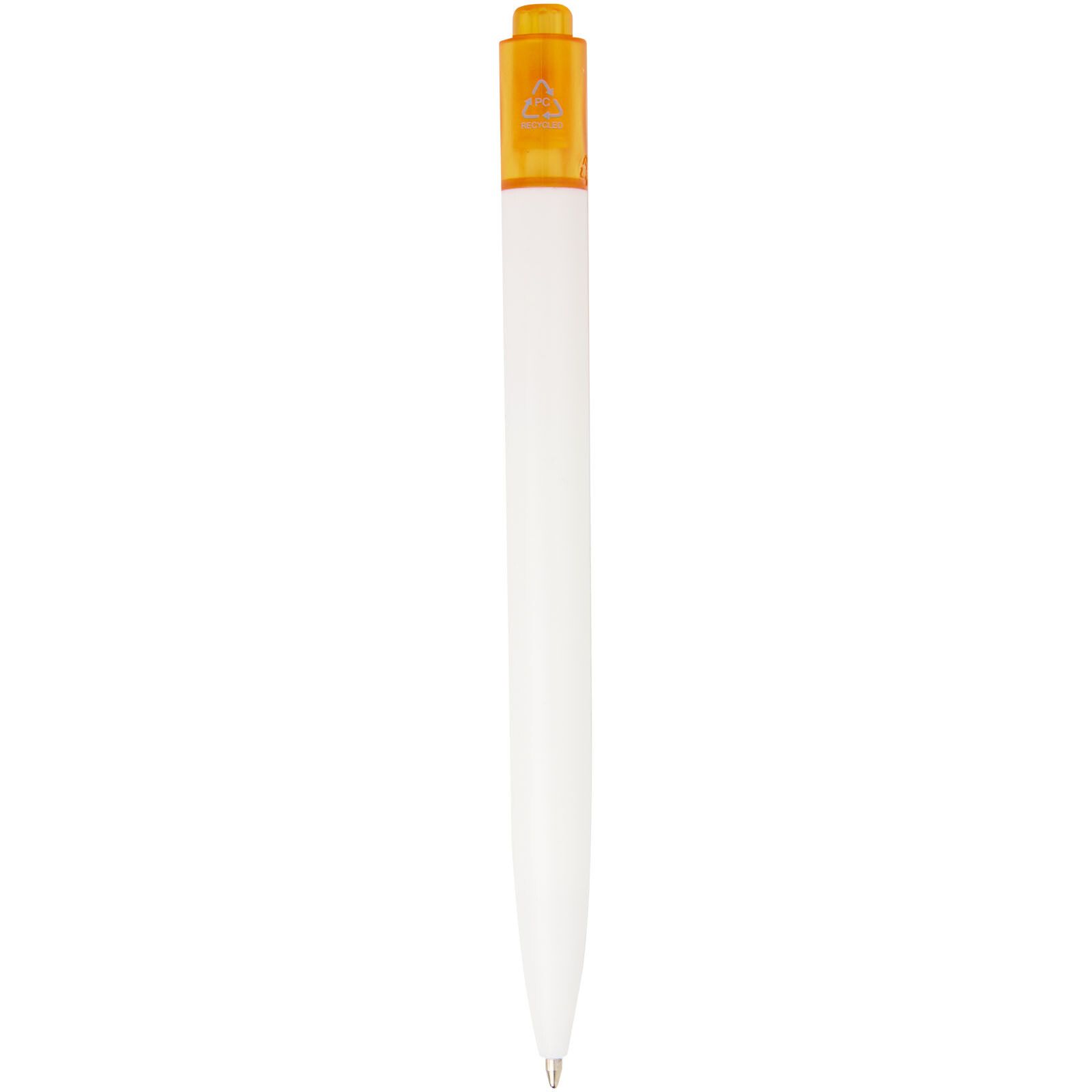 Thalaasa Kugelschreiber aus Ocean Bound-Kunststoff (schwarze Mine) - transparent orange -  weiss-266