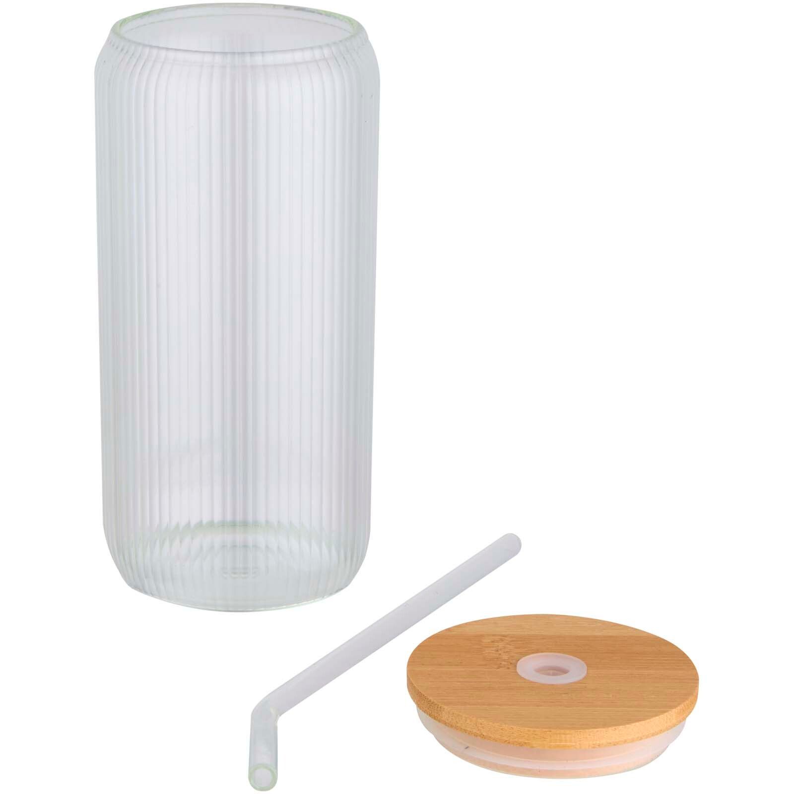 Mirage 500 ml einwandiges Glas aus Borosilikatglas mit Bambusdeckel - transparent-560
