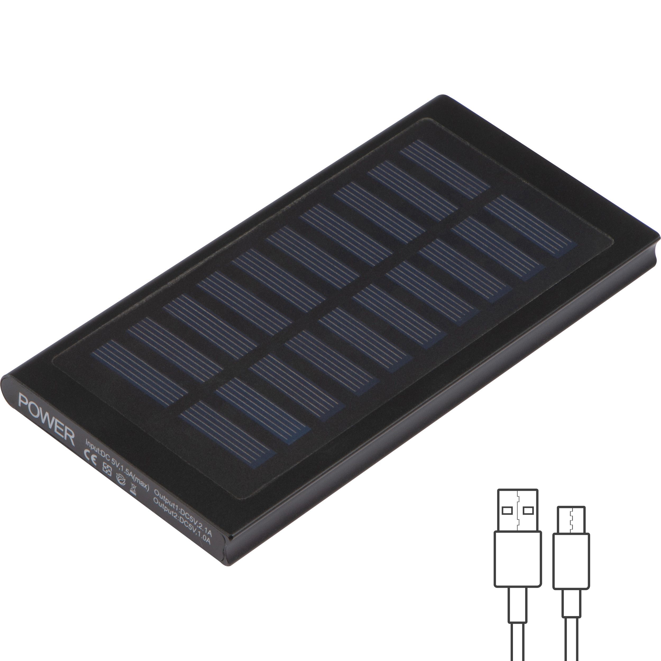 Solar Powerbank aus Metall 8.000mAh - schwarz-485