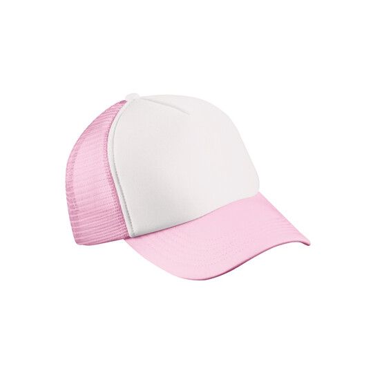 5-Panel Polyester Mesh Cap - white - baby pink-480