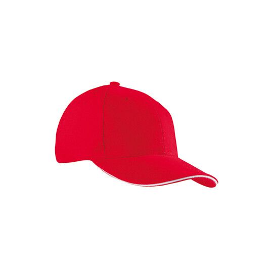 6-Panel Sandwich Cap - red - white-201