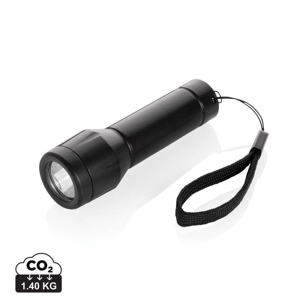 Flara USB-aufladbare Taschenlampe aus RCS recyceltem ABS - schwarz-875