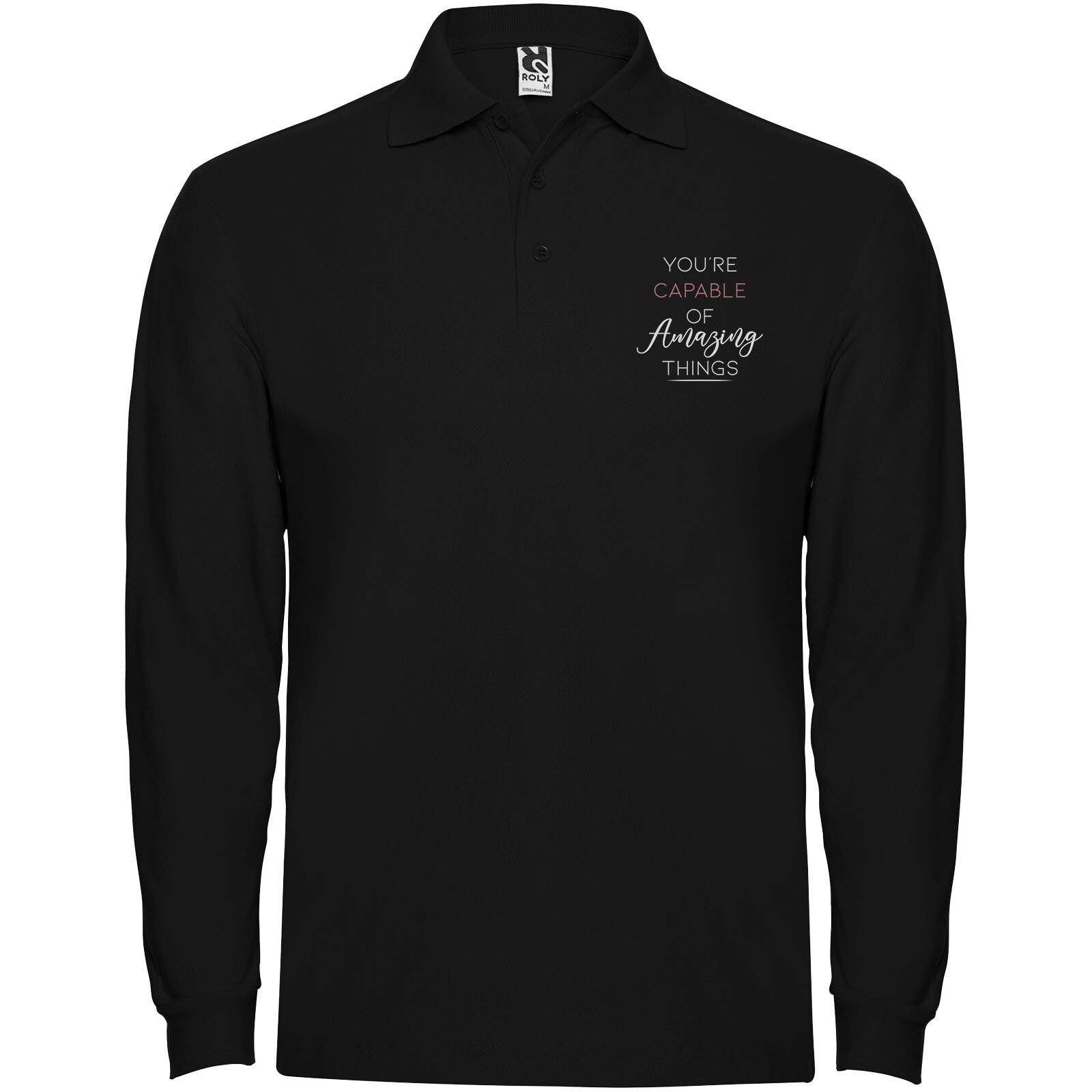 Estrella Langarm Poloshirt für Herren - schwarz - M-986