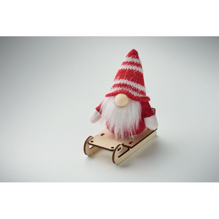 Wichtel auf Holzschlitten FROSTY SLEIGH - rot-295