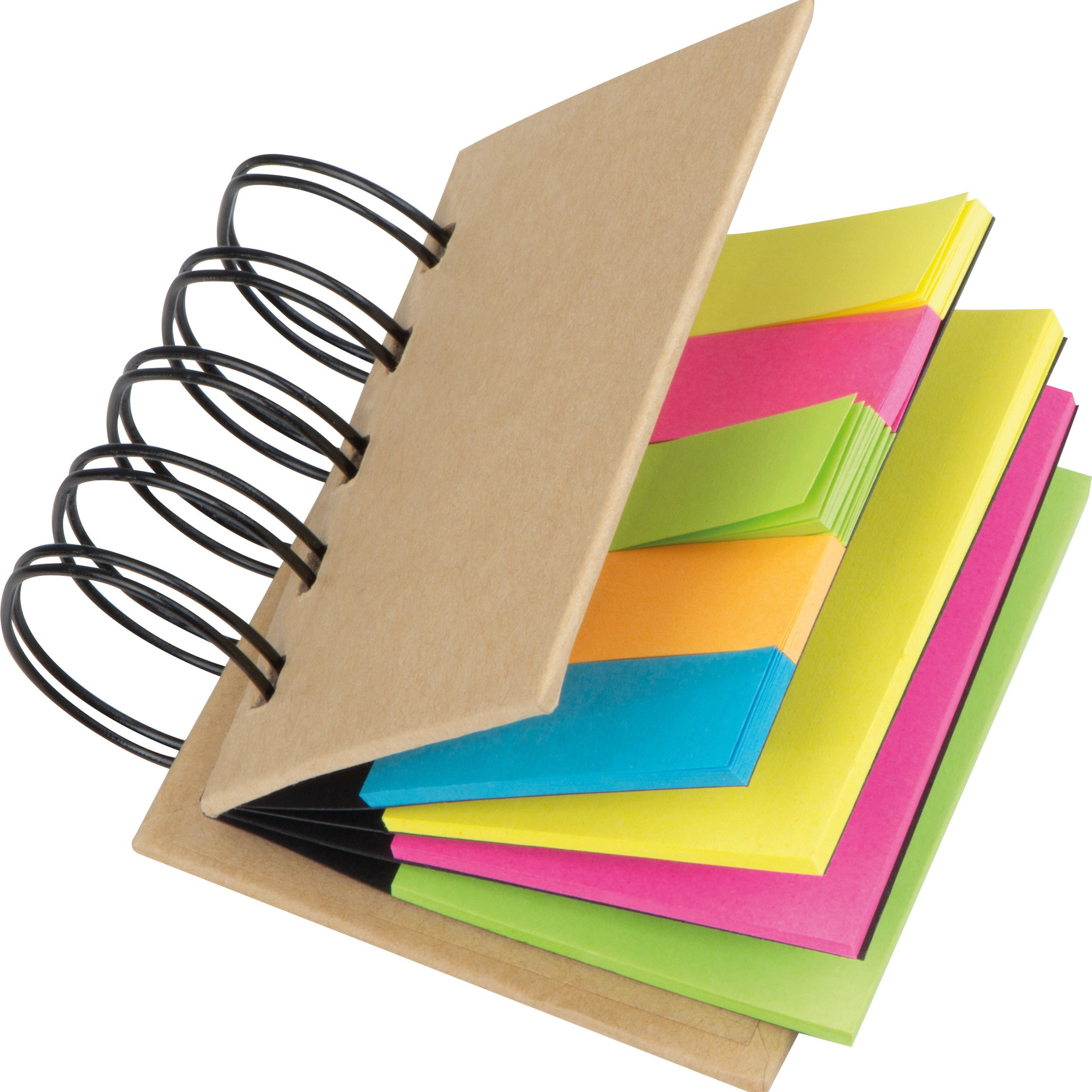 Kleines Ringbuch mit Haftmarkerstreifen und Haftnotizen - braun-797