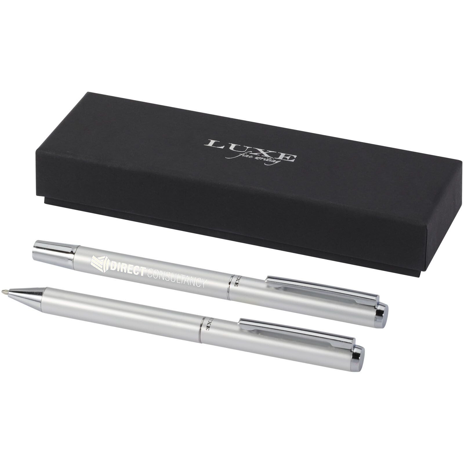 Lucetto Set mit Kugelschreiber und Tintenroller aus recyceltem Aluminium (schwarze Mine) - silber-631