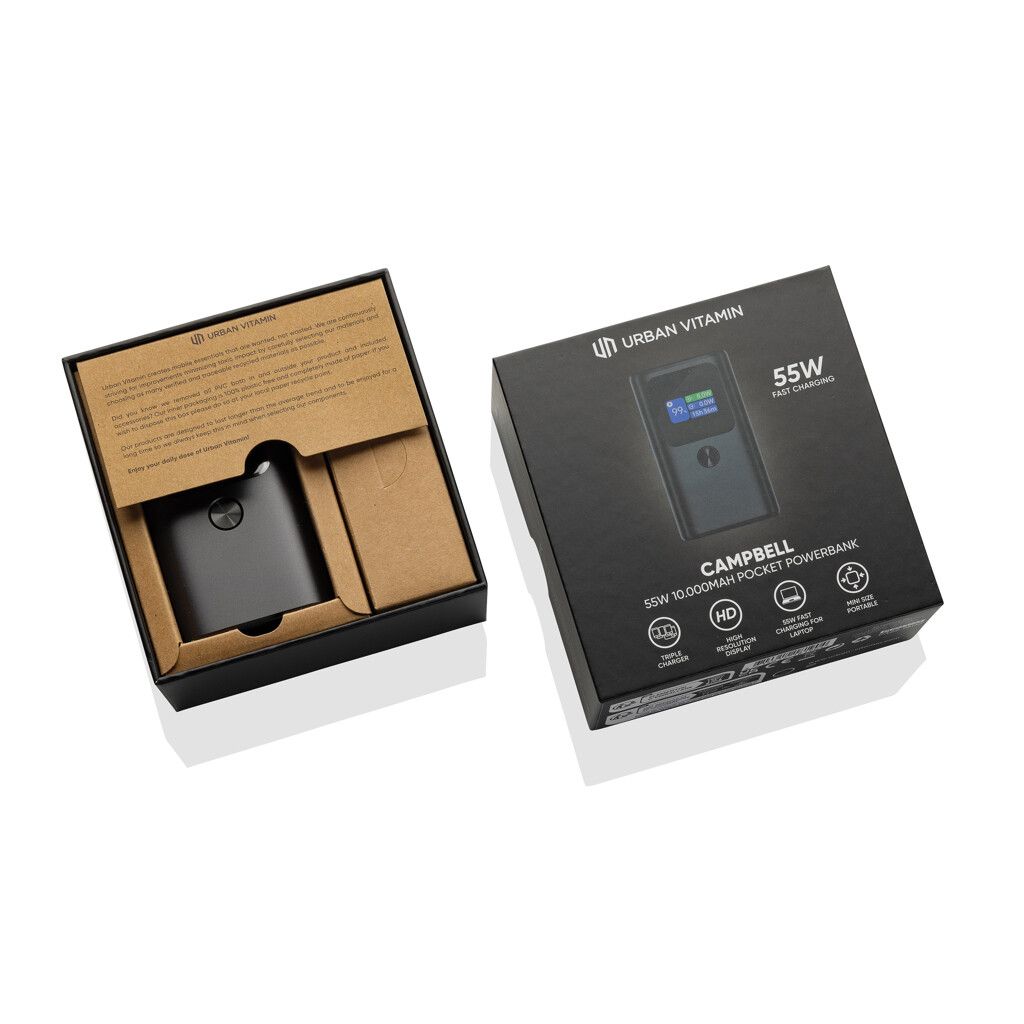 Urban Vitamin Campbell 55W 10.000mAh Pocket-Powerbank - grau-360