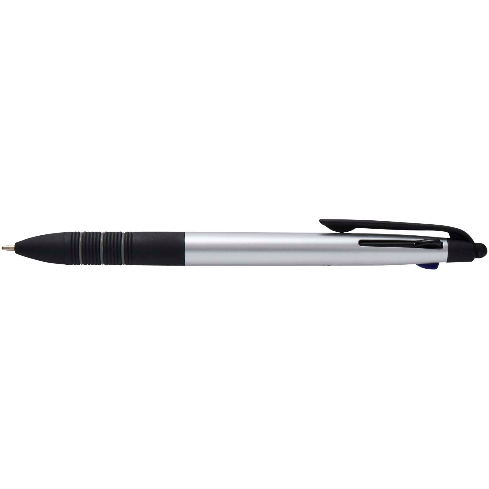 Trine 3-Farben RCS recycelter Kugelschreiber mit Stylus - silber-418