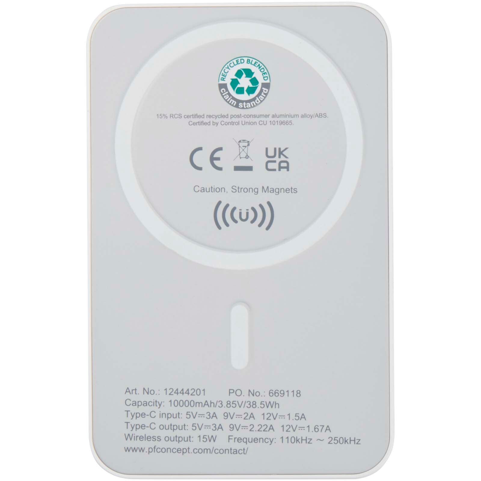 Acrab 15 W 10.000 mAh magnetische kabellose Powerbank mit 20 W PD aus recyceltem Kunststoff - weiss-154
