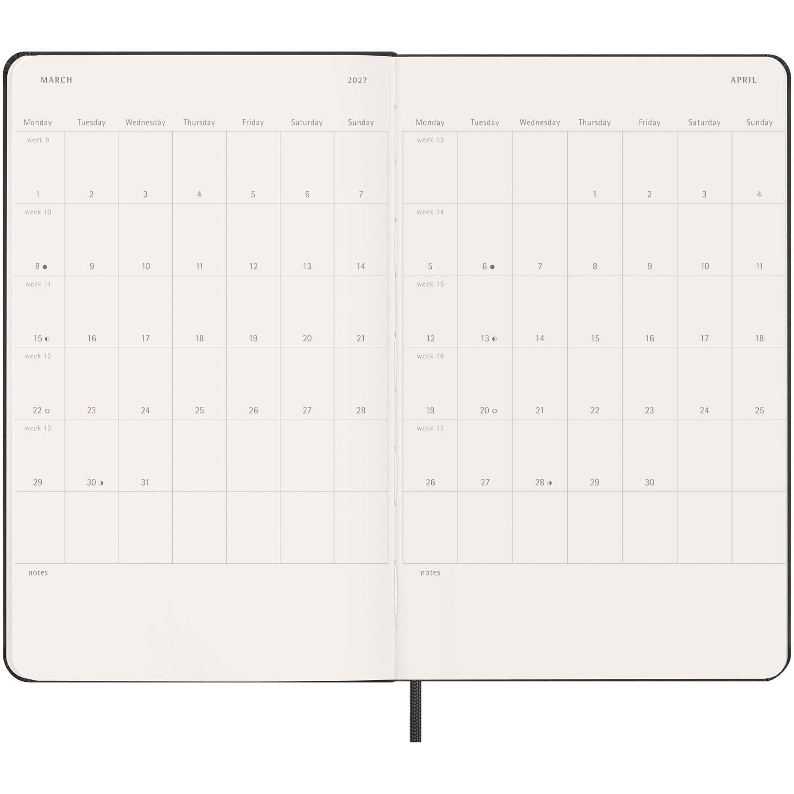 Moleskine Hardcover 12 Monate Wochenkalender L horizontal - schwarz-979