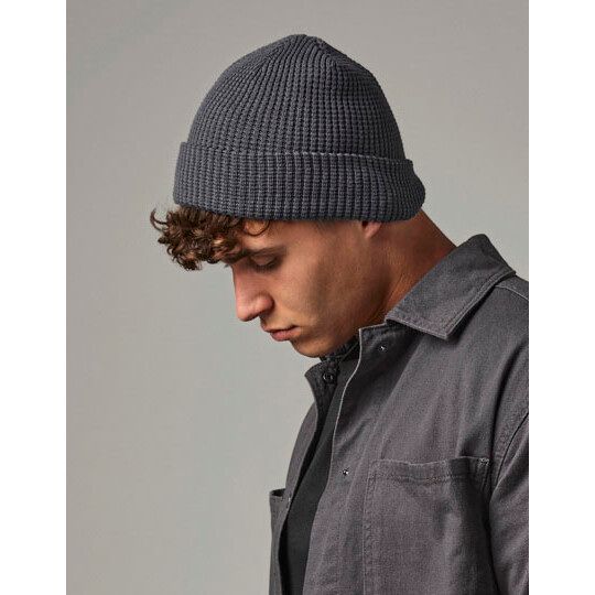 Organic Cotton Waffle Beanie - mustard-473