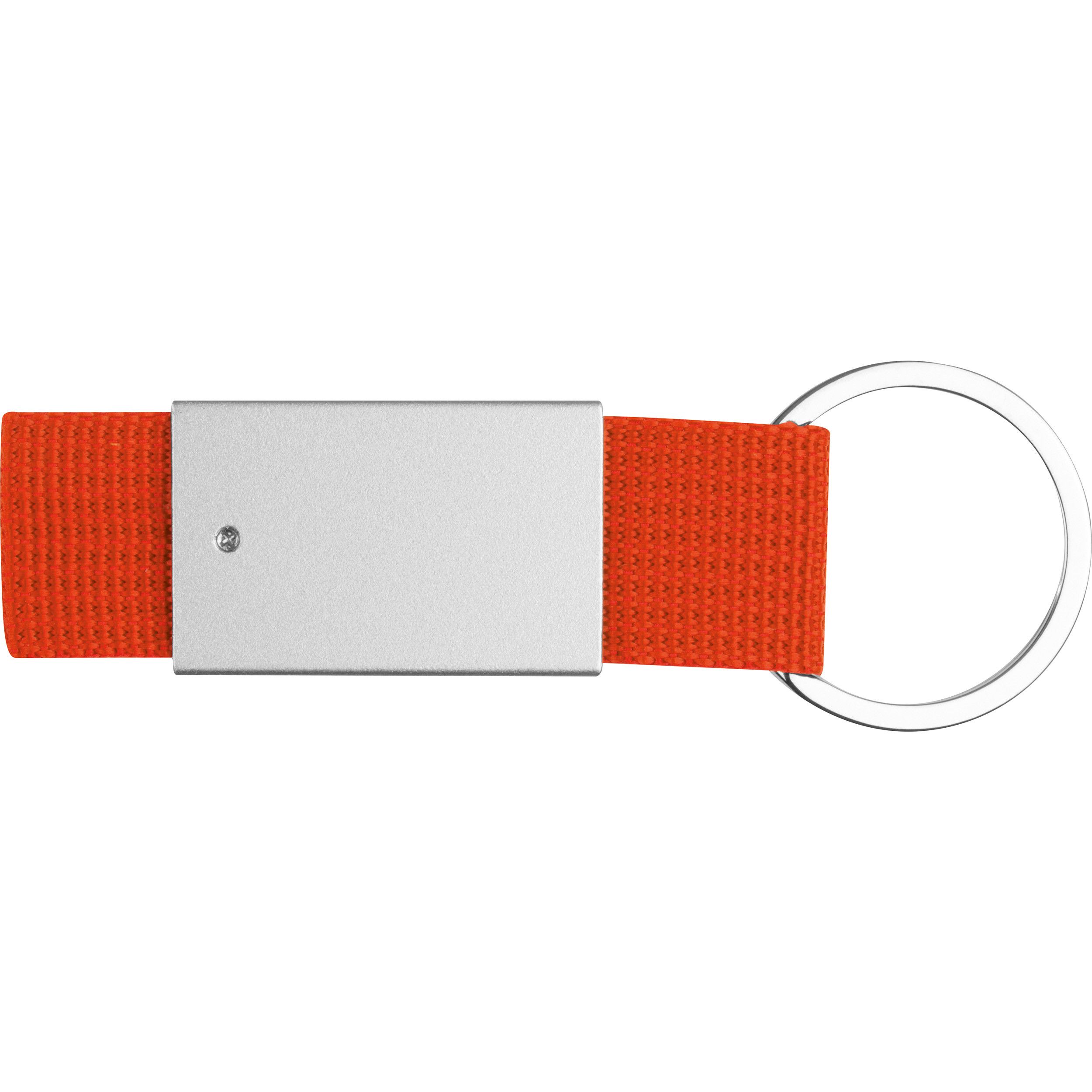 Schlüsselanhänger mit farbigem Stoffbändchen - orange-230