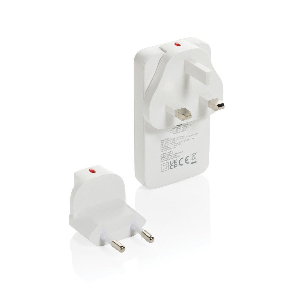 Fluxo flaches RCS 65W GaN-Ladegerät mit Stecker-Adaptern - weiß-922