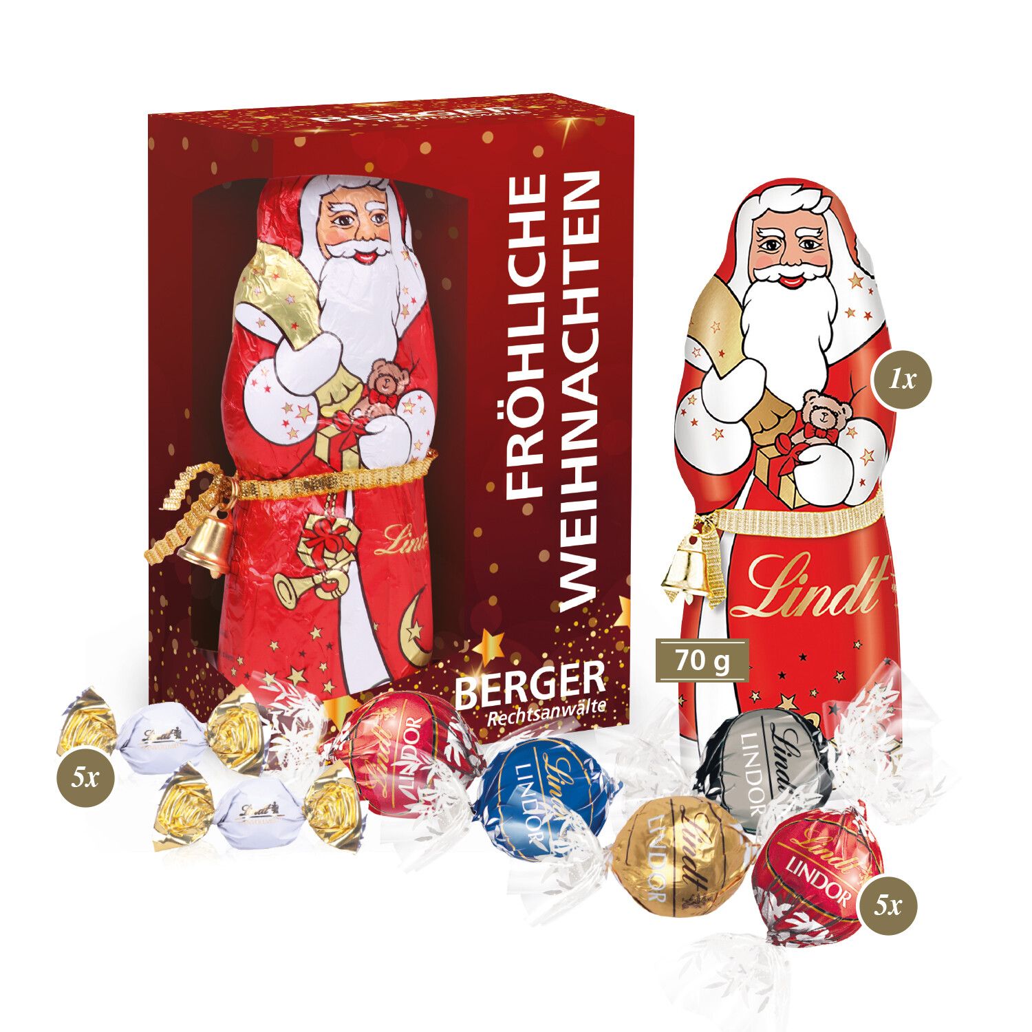 Premium-Präsent mit Lindt Weihnachtsmann "Maxi"-232