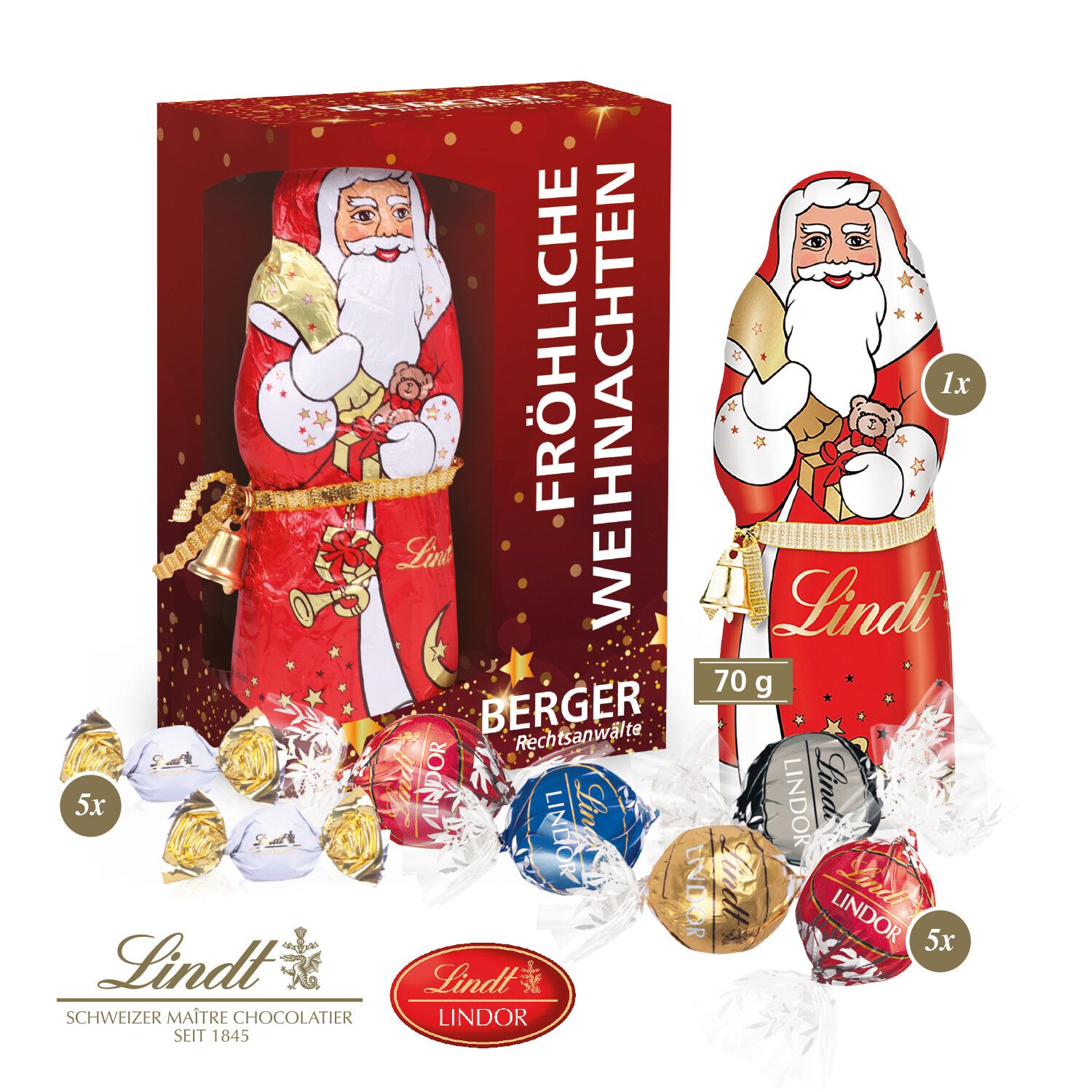 Premium-Präsent mit Lindt Weihnachtsmann "Maxi"-232