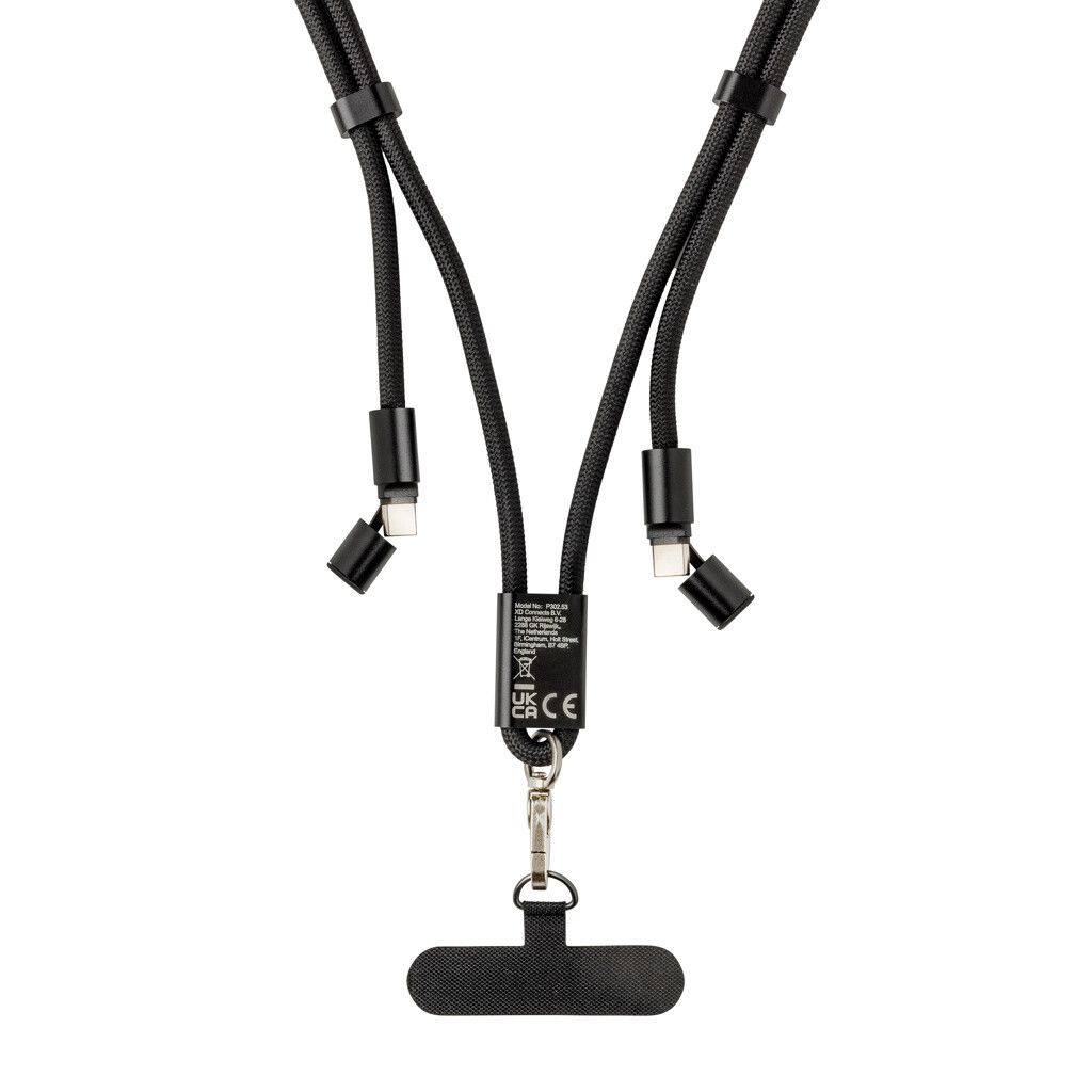 LoopAmp verstellbares 160cm 60W Telefonkabel aus RCS rPET - schwarz-280