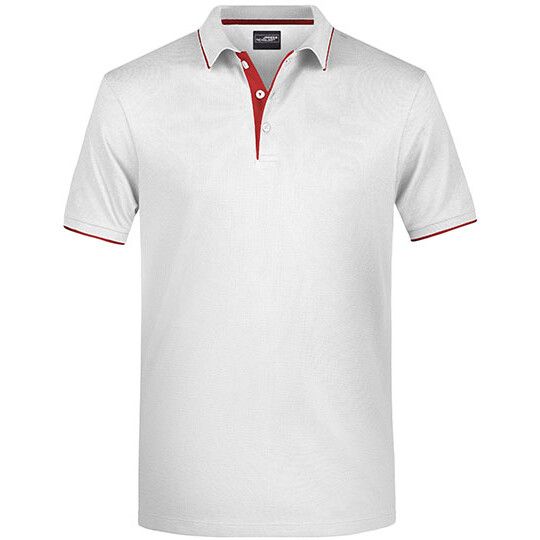 Men´s Polo Stripe - white - red-859