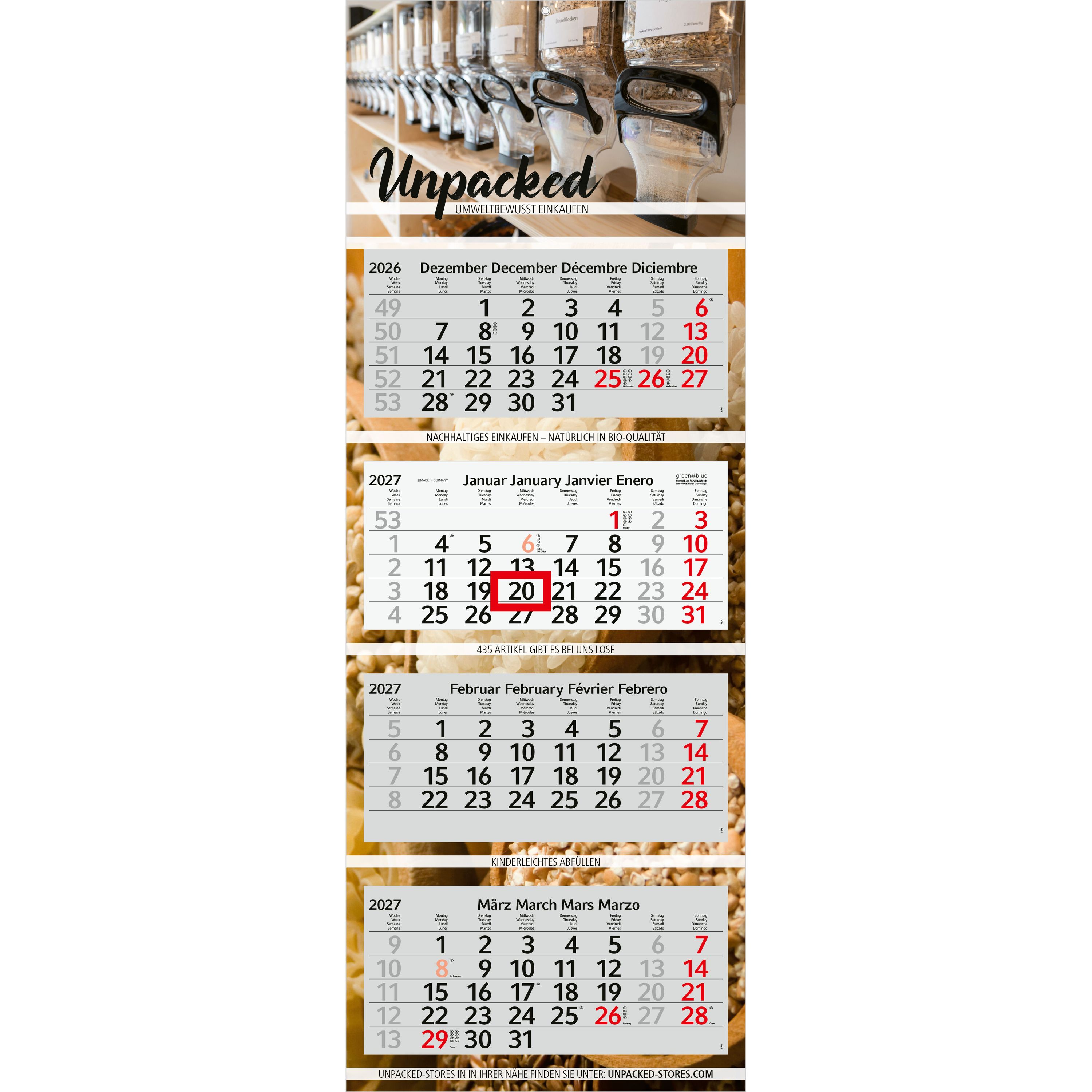 4-Monatskalender Mehrblock Profil 4 RECYCLING-980