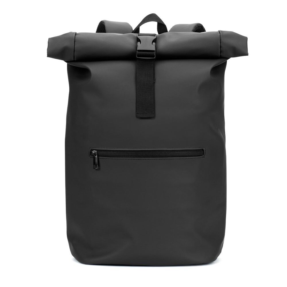 PORTLAND Roll-Top-Rucksack aus PU mit Laptopfach, 16“ - schwarz-806