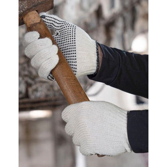 Robust Coarse Knitted Working Gloves Bursa - ecru - black-666