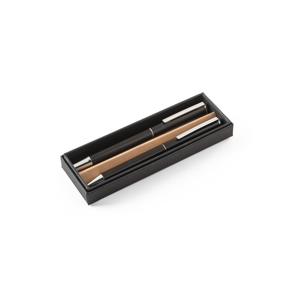 LEAH Roll- und Kugelschreiber aus Aluminium (94% rAL) mit Clip - schwarz-752