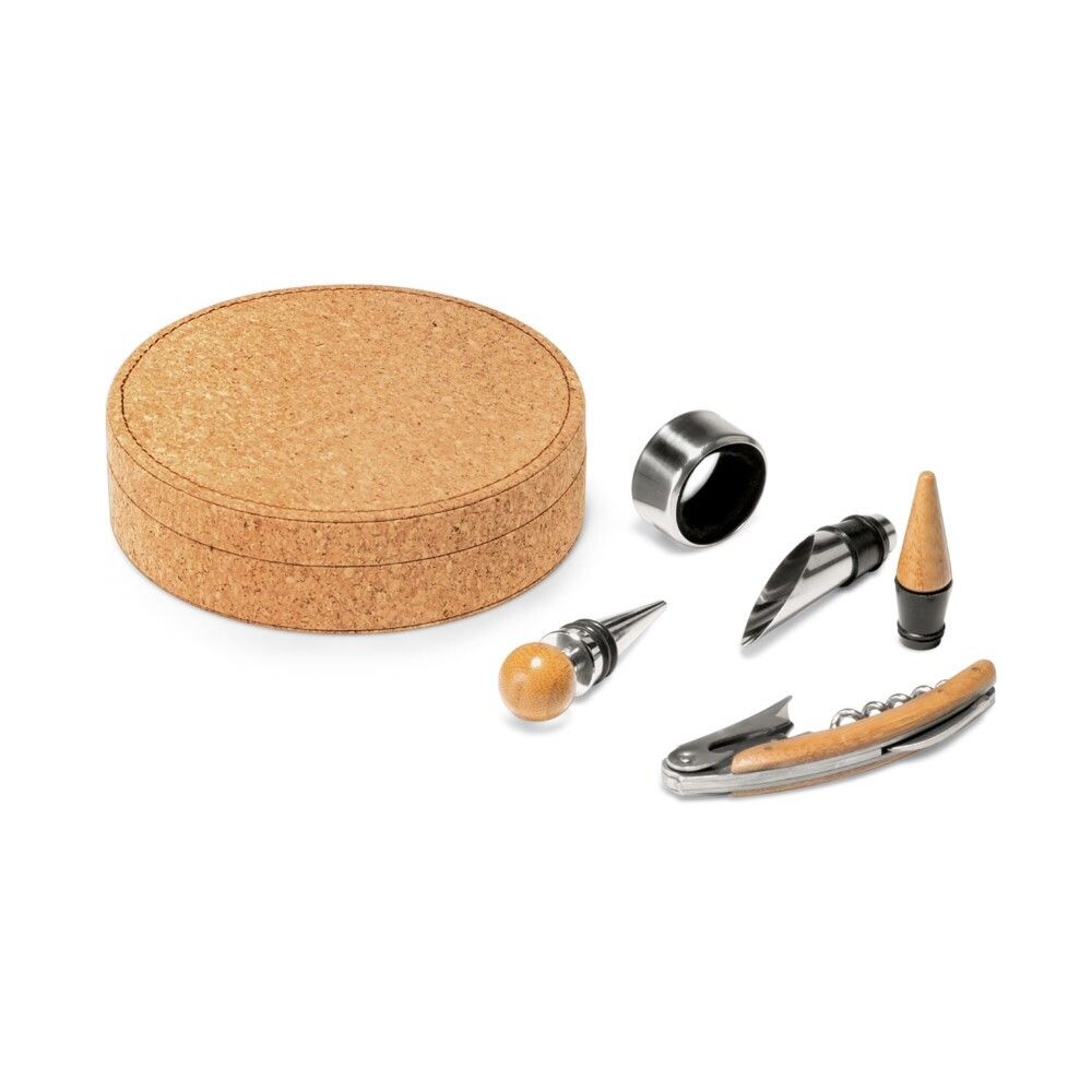 MORETO Weinset aus Metall und Holz, 4 teilig - natur-391