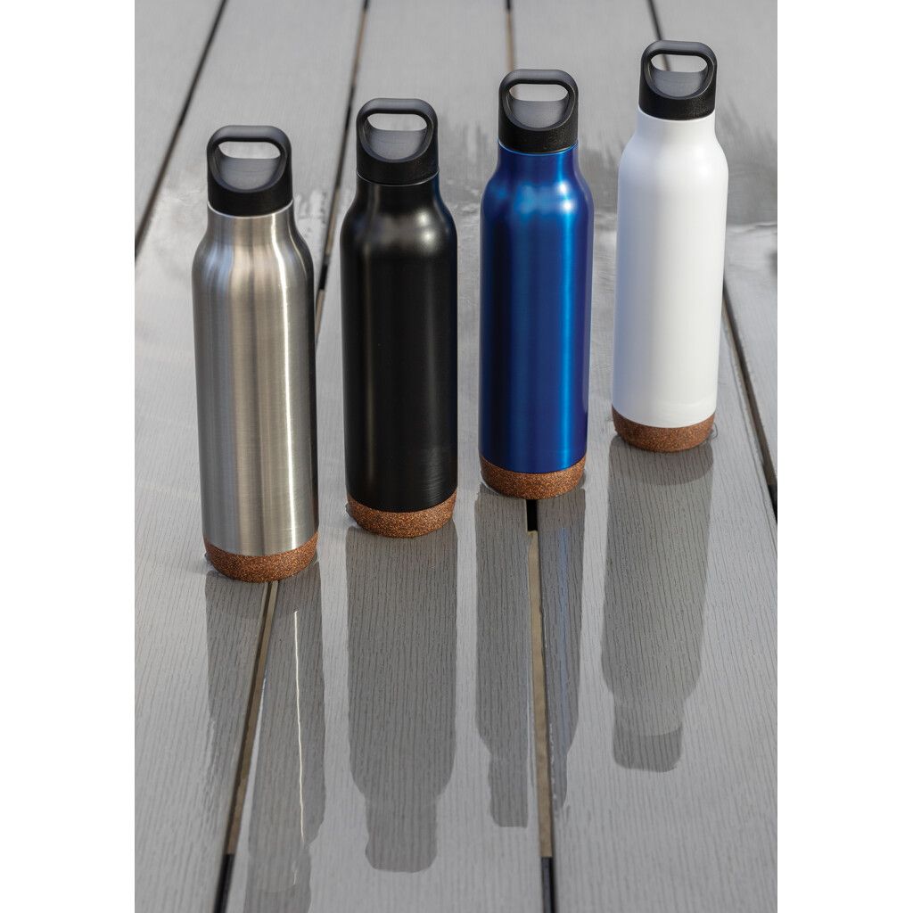 Auslaufsichere Vakuum-Flasche mit Kork - blau-983