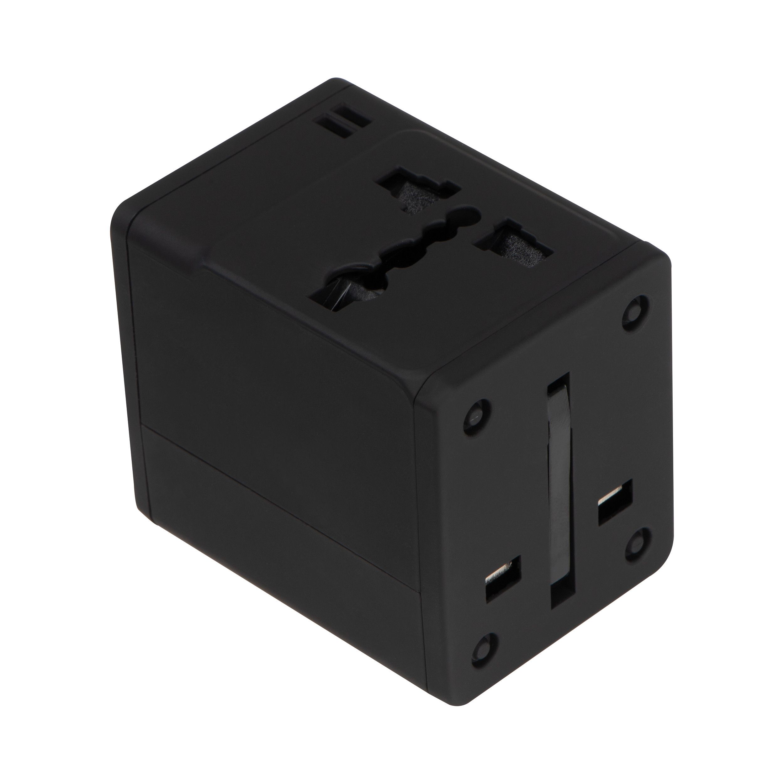 Gummierter Reiseadapter in einem Etui - schwarz-826