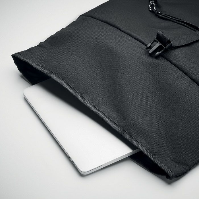 Rolltop-Rucksack 600D RPET NAPA - schwarz-979