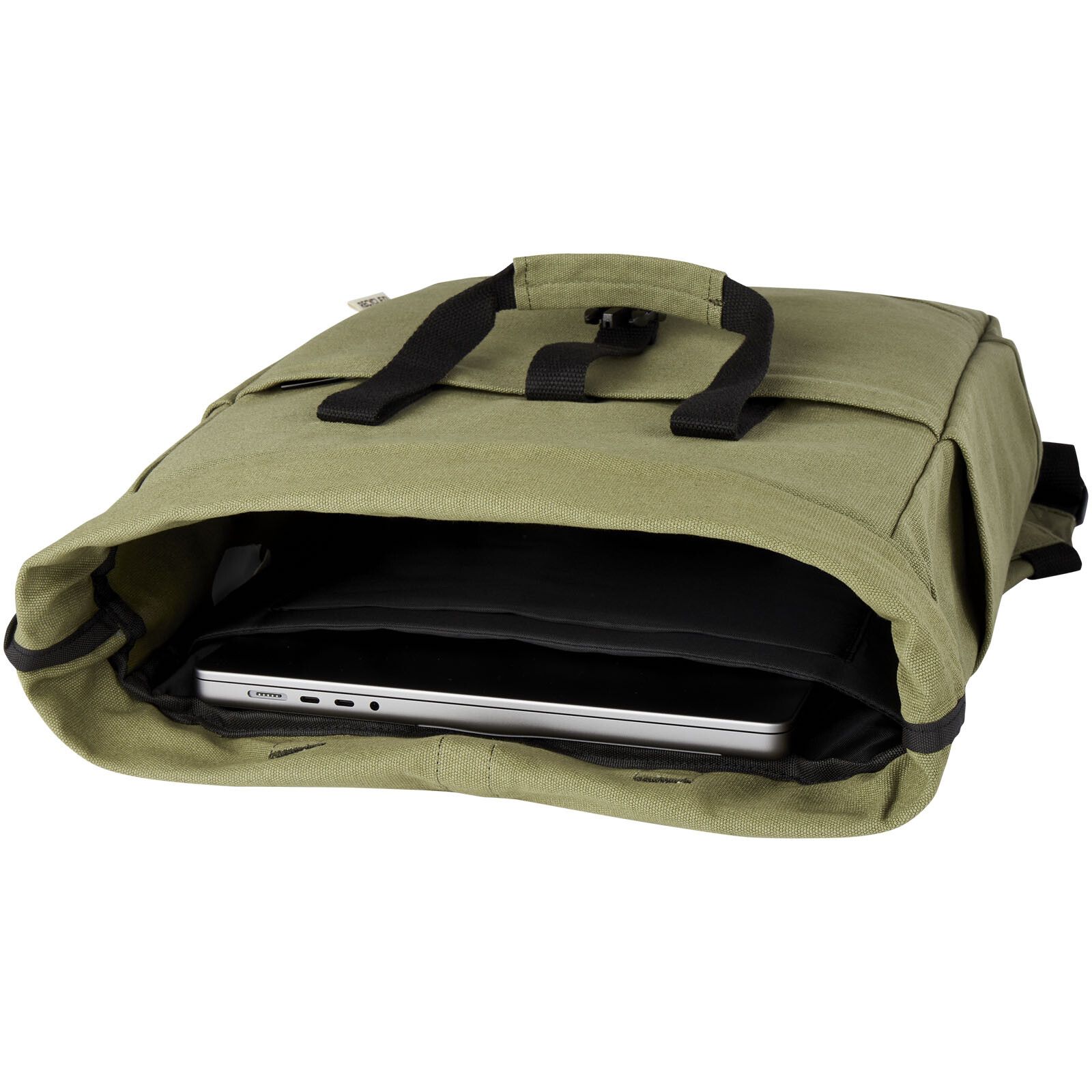 Joey 15" GRS Rolltop Laptoprucksack aus recyceltem Canvas 15 L - olive-156