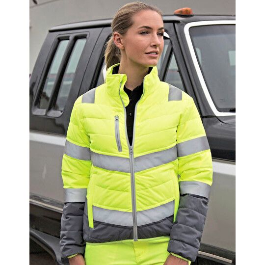 Women´s Soft Padded Safety Jacket - fluorescent yellow - grey-833