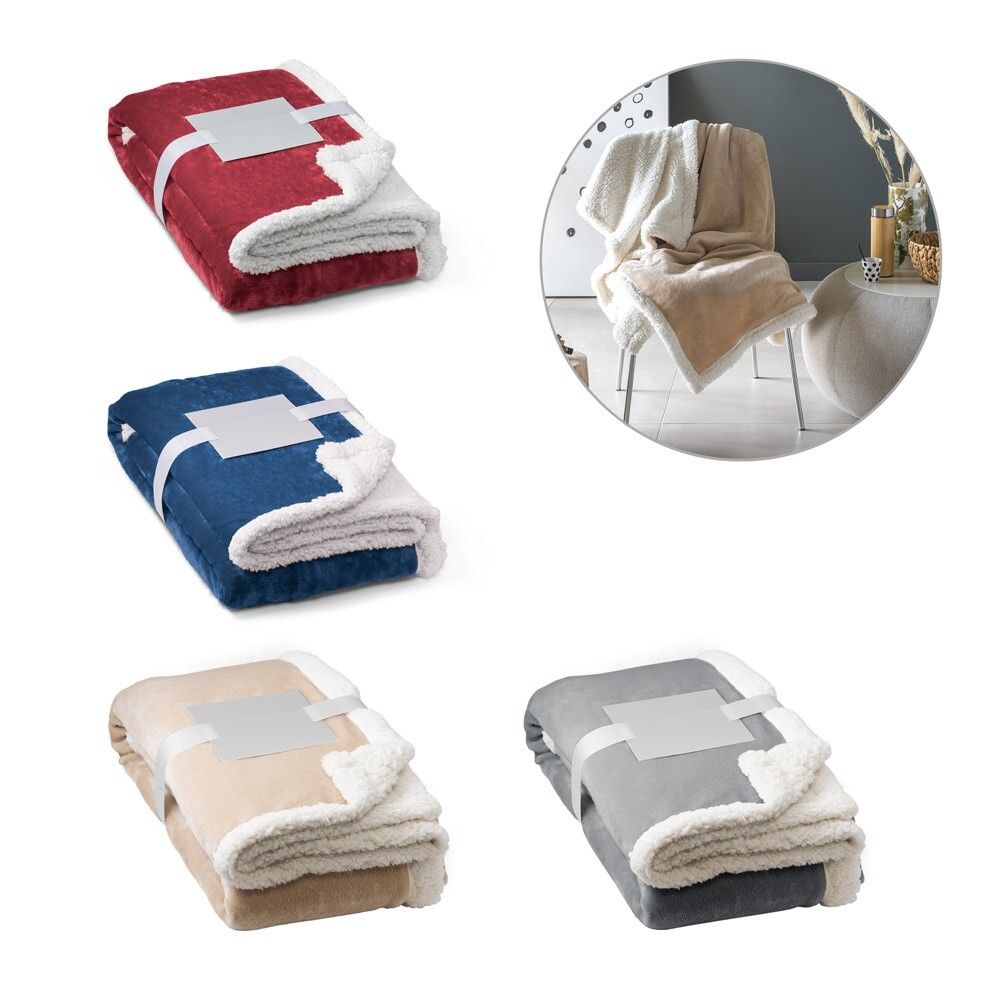 HEIDEN Wendbare Fleecedecke (190 g/m²) mit Satinband & Karte - burgunder-43