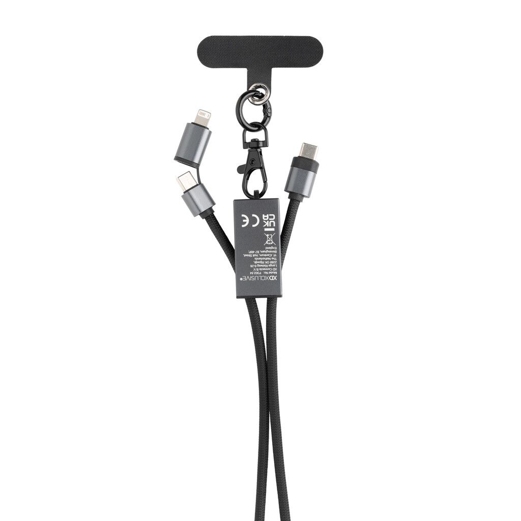 Terra 60Wduales Ladekabel aus RCS recyceltem PET mit Lanyard - grau-726