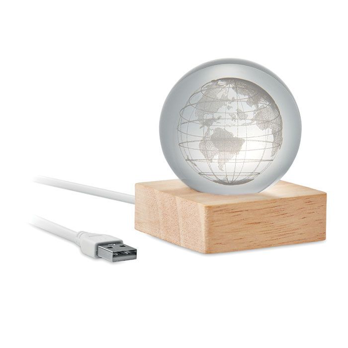 LED-Glaskugel Globus GLOBE LIGHT - holz-250