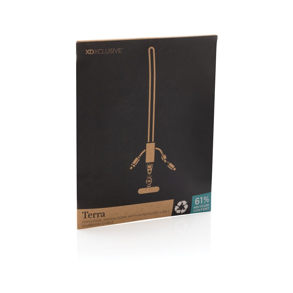 Terra 60Wduales Ladekabel aus RCS recyceltem PET mit Lanyard - grau-892
