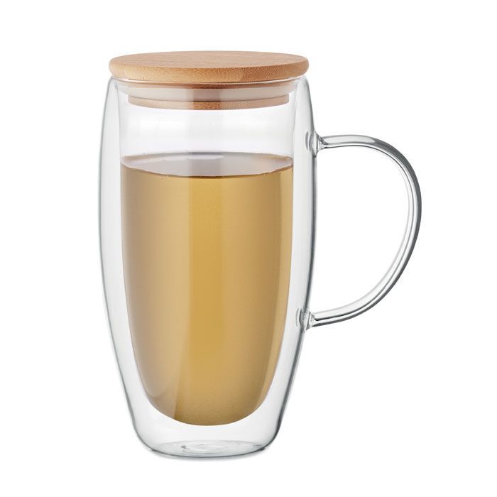 Doppelwandiger Glasbecher 450ml TEROL - transparent-655