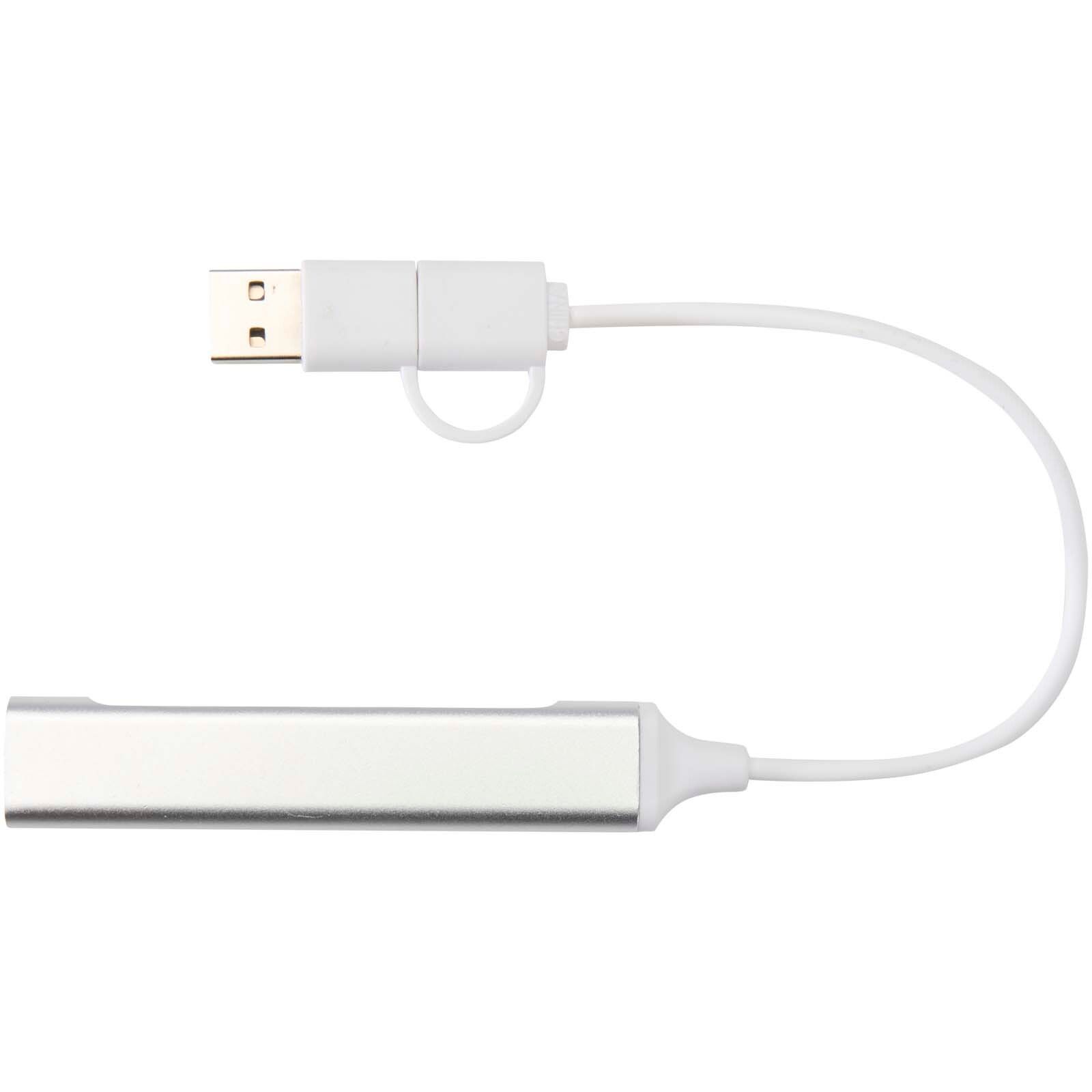 Alkaid 4 Port Hub aus recyceltem Aluminium mit USB-A- und Typ-C-Anschlüssen und zwei Eingängen - silber-839