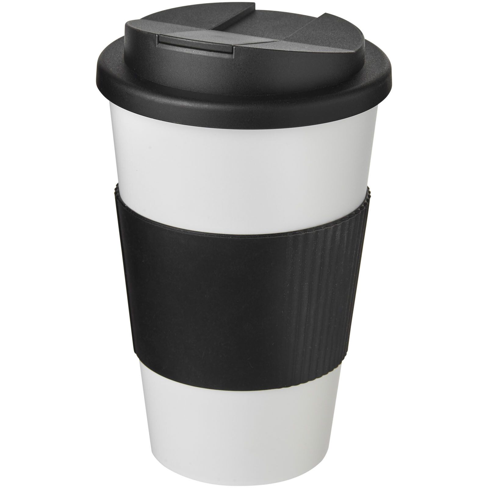 Americano 350 ml Isolierbecher mit Schutzring & auslaufsicherem Schraubverschluss - weiss -  schwarz-976