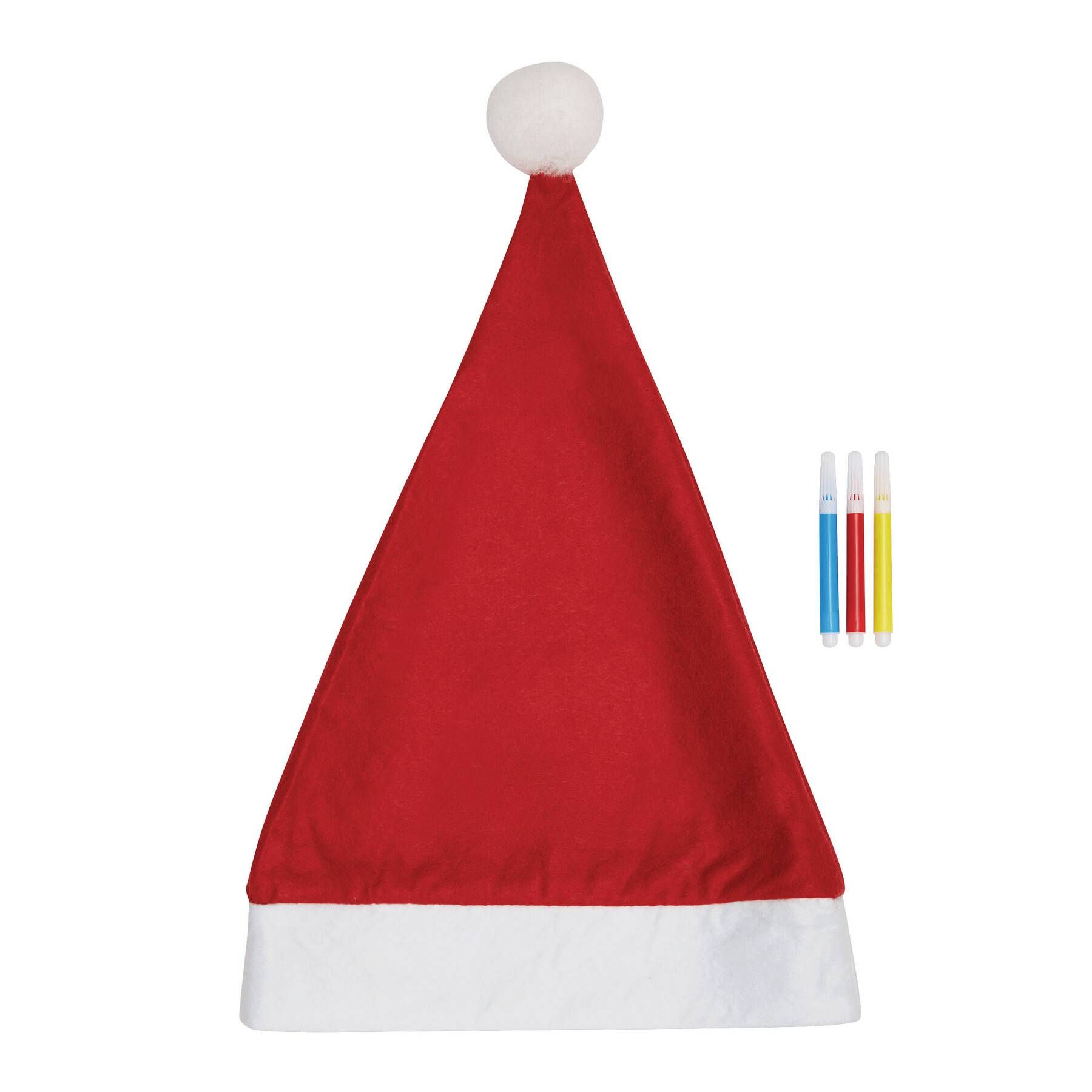 Bemalbare Filz-Weihnachtsmann-Mütze COLOURFUL HAT - rot - weiß-777