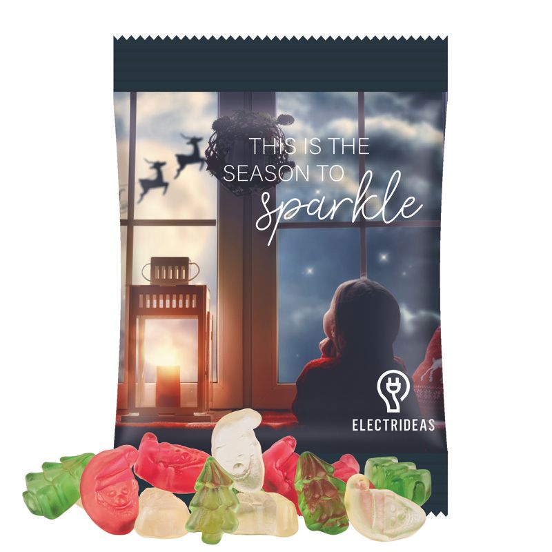 Minitüte 15 g, Folie weiß, Trolli Fruchtgummi Weihnachtsmischung-541